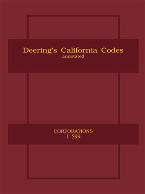 cover image of Deering's California Corporations Code, Annotated